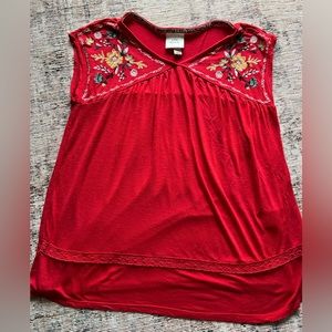 Knox Rose Bohemian Embroidered Soft Top Small